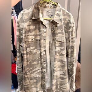 Lucky Brand Camouflage Shirt Jacket - Beige and Off-White